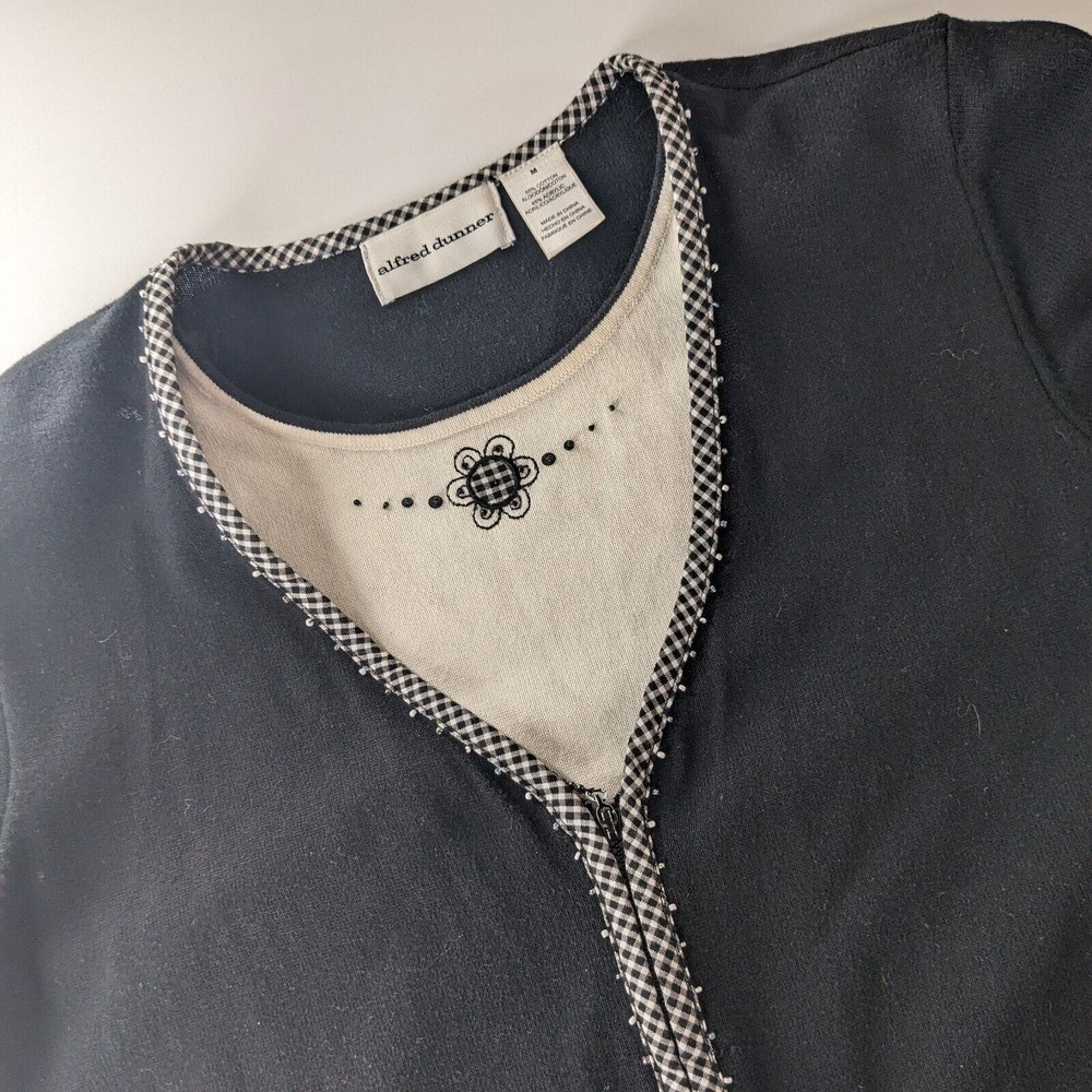 Vintage Alfred Dunner Women's M Medium‎ Short Sleeve Zip Pullover Shirt Sweater